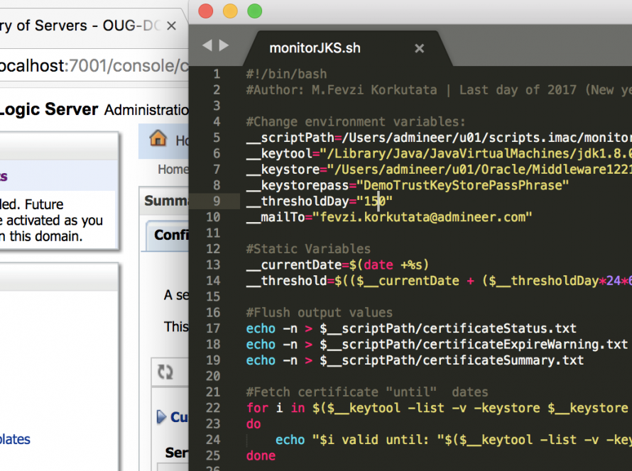 Monitoring Certificate Expiry Dates of a JAVA Keystore (.JKS) File in a WebLogic Domain (Shell Script, Scheduling, Alerting)